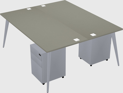 Shared rectangular office desk system