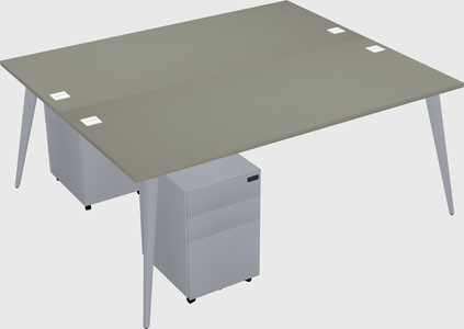 Shared rectangular office desk system