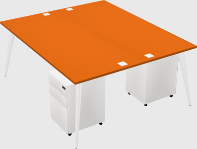 Shared rectangular office desk system