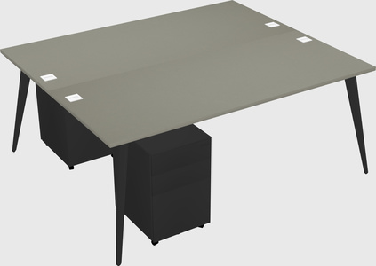 Shared rectangular office desk system