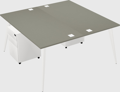 Shared rectangular office desk system