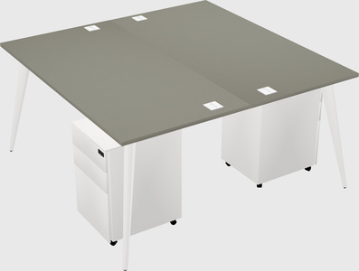 Shared rectangular office desk system