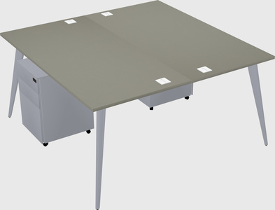 Shared rectangular office desk system