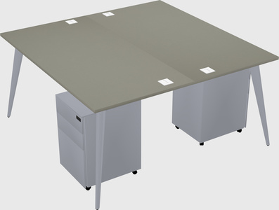 Shared rectangular office desk system