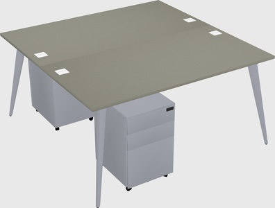 Shared rectangular office desk system