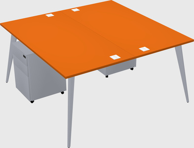 Shared rectangular office desk system