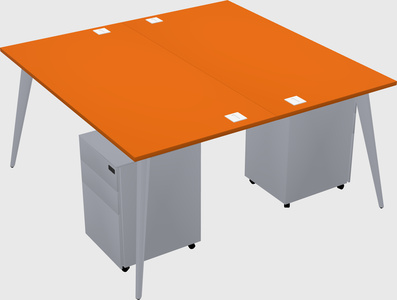 Shared rectangular office desk system