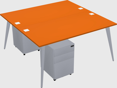 Shared rectangular office desk system