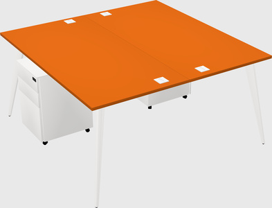 Shared rectangular office desk system