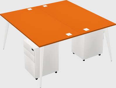Shared rectangular office desk system