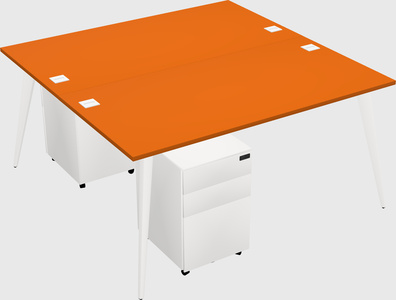 Shared rectangular office desk system