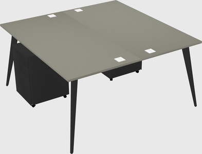 Shared rectangular office desk system