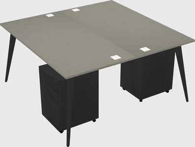 Shared rectangular office desk system