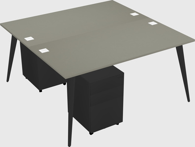 Shared rectangular office desk system
