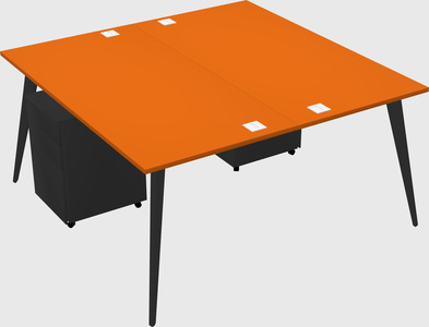 Shared rectangular office desk system