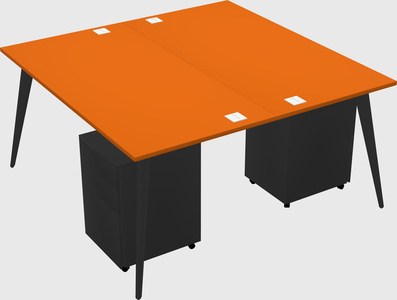 Shared rectangular office desk system