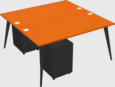 Shared rectangular office desk system