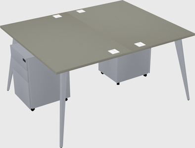 Shared rectangular office desk system