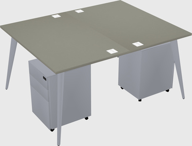 Shared rectangular office desk system