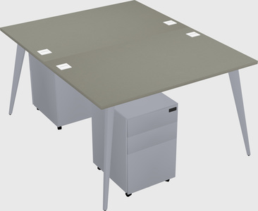 Shared rectangular office desk system