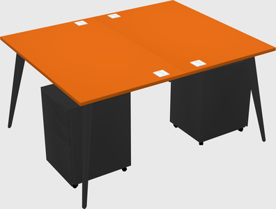 Shared rectangular office desk system