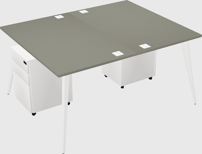 Shared rectangular office desk system