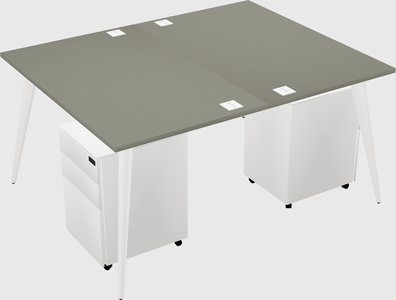 Shared rectangular office desk system