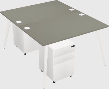 Shared rectangular office desk system