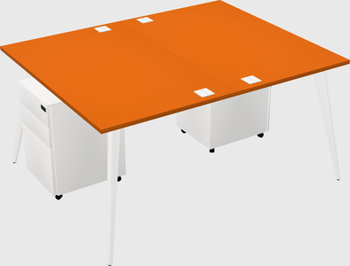Shared rectangular office desk system