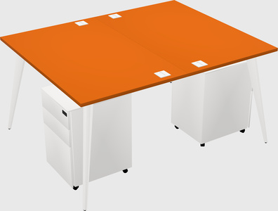Shared rectangular office desk system