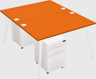 Shared rectangular office desk system