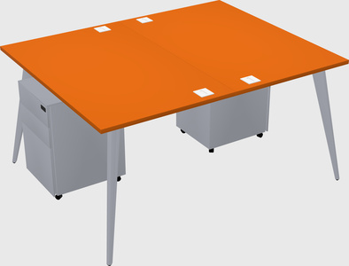 Shared rectangular office desk system