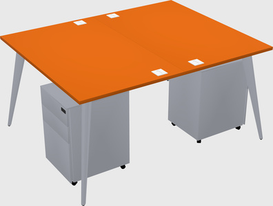 Shared rectangular office desk system
