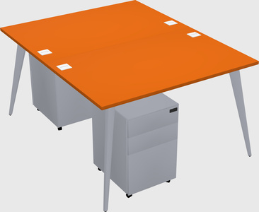 Shared rectangular office desk system