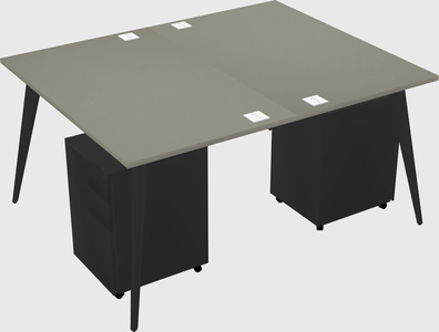 Shared rectangular office desk system