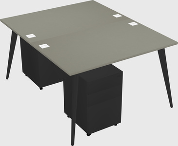 Shared rectangular office desk system