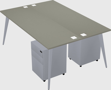 Shared rectangular office desk system