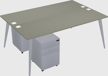 Shared rectangular office desk system