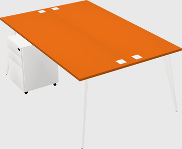Shared rectangular office desk system