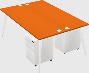 Shared rectangular office desk system