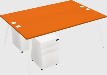 Shared rectangular office desk system