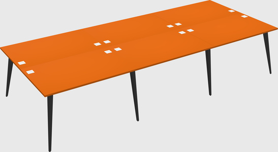 Shared rectangular office desk system