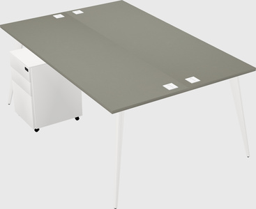 Shared rectangular office desk system