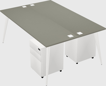 Shared rectangular office desk system
