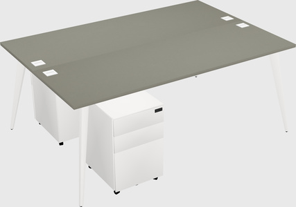 Shared rectangular office desk system