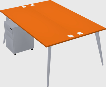 Shared rectangular office desk system