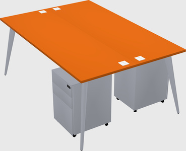 Shared rectangular office desk system