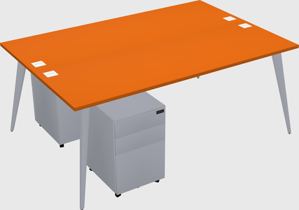 Shared rectangular office desk system