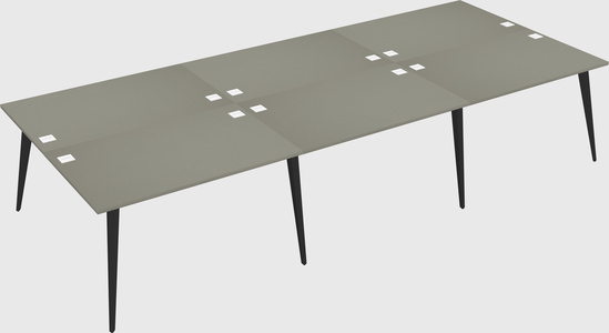 Shared rectangular office desk system