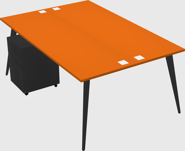 Shared rectangular office desk system